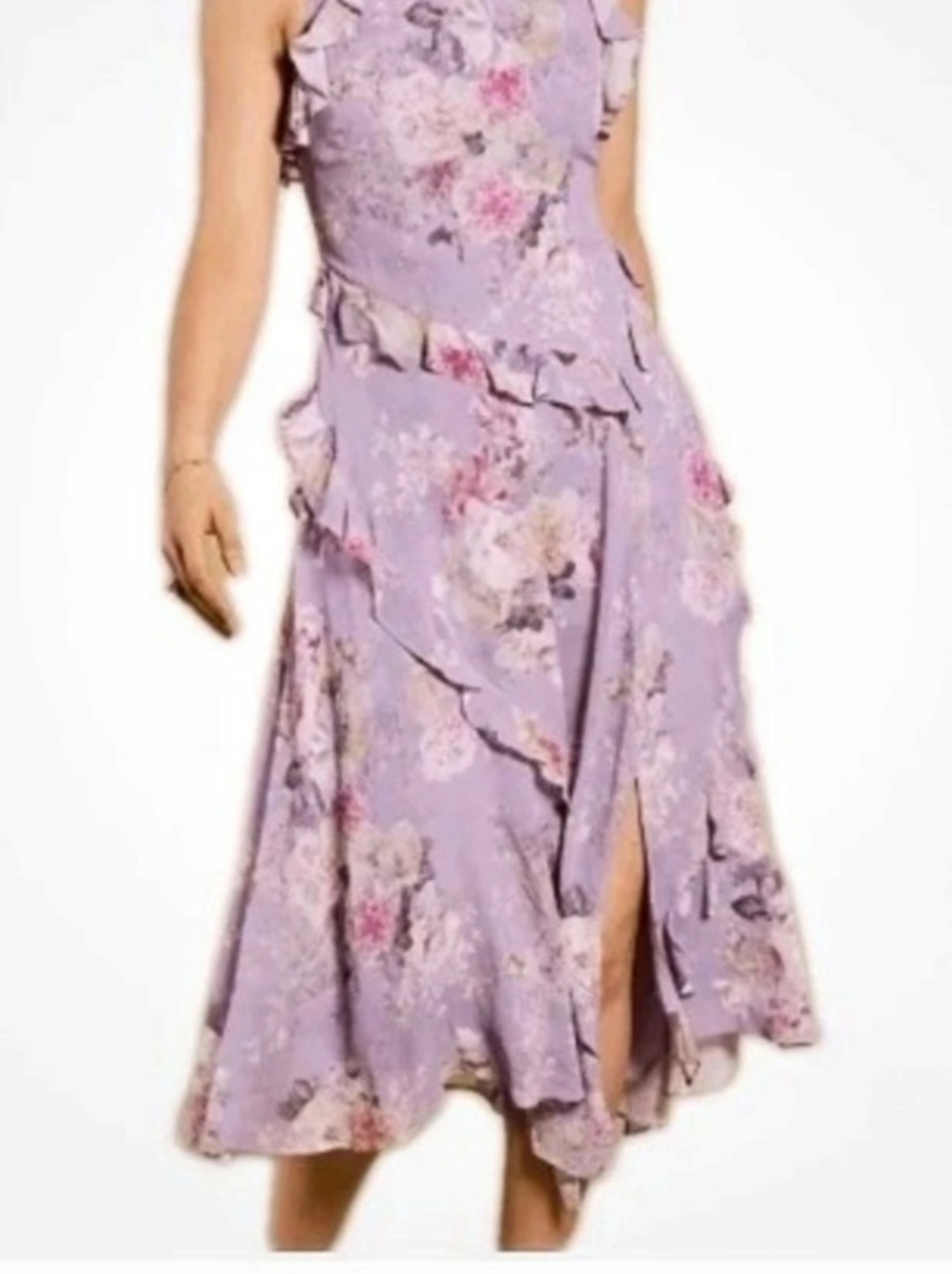 Sundance Ruffle Midi Dress Purple & Pink